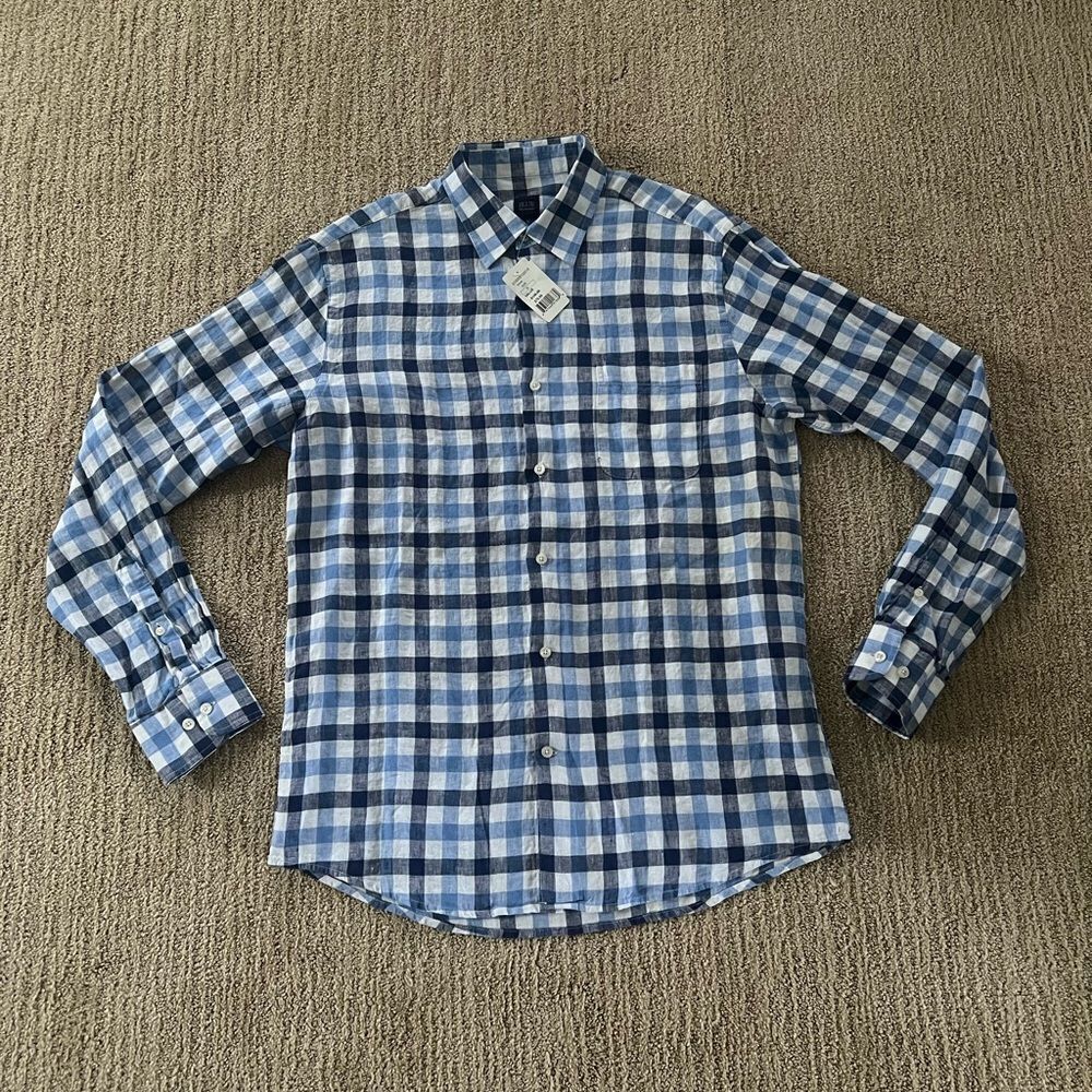 Blue Saks Fifth Avenue Blue Checkered Button Down Shirt